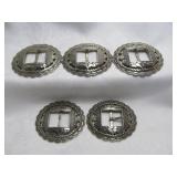 Vintage Silver Tone Western Concho Buckle & Slides
