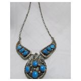Vintage Sterling Silver & Turquoise Necklace
