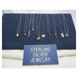 10pc Sterling Silver Pendant Necklaces