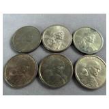 6pc US Sacagawea $1 Coins - 2001 / 2002