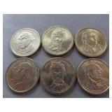 6pc US Presidential $1 Coins