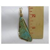 Vintage Wire Wrap Natural Turquoise Stone Pendant