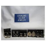 5 Pair Sterling Silver Post Earring Sets - NOS
