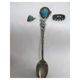 4pc Vintage Artist Made Sterling Silver Turquoise
