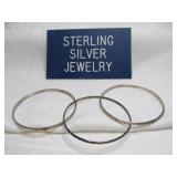 3pc Sterling Silver Bangle Bracelets - 27.9 Grams