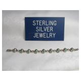Vintage Mexico Sterling Silver Malachite Bracelet