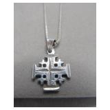 Sterling Silver Jerusalem Cross & 26" Chain