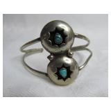 Vintage Navajo Silver Shadow Box Turquoise Cuff