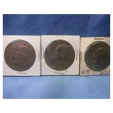3pc US Eisenhower $1 Coins - 1971, 1974. 1976