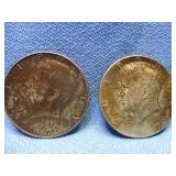 2pc 1967 Kennedy 1/2 Dollar Coins - 40% Silver