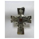 Custom Sterling Silver & Cabochon Cross Pendant