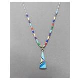 Sterling Silver & Inlaid Stone Necklace & Earrings