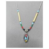 Sterling Silver & Inlaid Stone Necklace & Earrings
