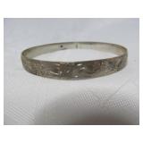 Sterling Silver Embossed Floral Bangle Bracelet