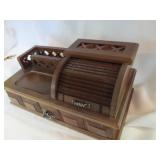 J & J Imports N.Y. Wood Roll Top Jewelry Box