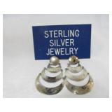 Sterling Silver Crescent Chandelier Earrings