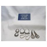 4 Pair Large Sterling Silver Earring Sets