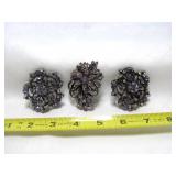 3pc Vintage Rhinestone Brooches / Pins