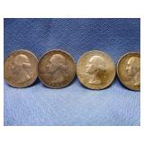 4pc US Silver Washington Quarters - 1962 & 1964
