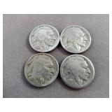 4pc US Buffalo Nickel - 1930's 5 Cent Coins