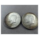 2pc 1967 US 40% Silver Kennedy Half Dollars
