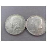 2pc 1969 US 40% Silver Kennedy Half Dollars