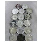 17pc Vintage Jefferson Nickels - 1940's to 2000