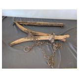Antique Cast Iron & Wood Horse Hames & Singletree