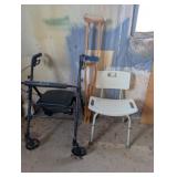 Folding Walker w/ Seat - Crutches - Shower Chair