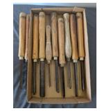 10pc Wood Turning Chisels & Gouges Powr-Kraft