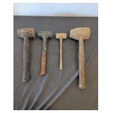 4pc Wood & Rubber Mallets