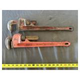 2pc 18" Pipe Wrenches - Ridgid & Husky