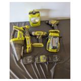 5pc Ryobi 18V Cordless Tools - Batteries & Charger