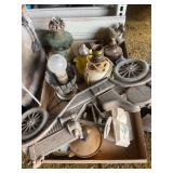 Mixed Lot of Lamps, Lighting Parts, and Metal Car Decoration