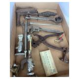 Box of Assorted Hand Tools and Plumbing Parts
