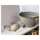 Enamelware Bedside Urinal and Galvanized Metal Bucket