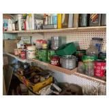 Shelved Assortment of Nails, Cleaners and Mixed Items