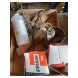 Box Lot of Automotive and Shop Related Items, Including Filters and Tools