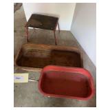 Little Red Racer Wagon, Greyhound Wagon and Metal Step Stool