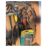 Mixed Lot of Hand Tools Including Screwdrivers, Files, and Clamps