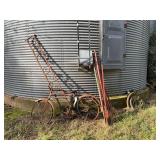 Assorted Farm Salvage: Steel Frame Trailer, Decorative Bike, Wheels and More