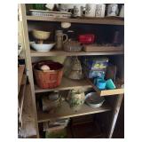 Mixed Lot: Drinkware, Mugs, and Home Decor-Contents of Shelving Unit Only
