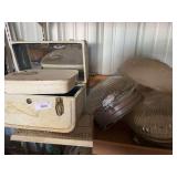 Variety of Lighting Fixtures and Vintage Suitcase