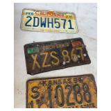 Assorted State License Plates: California, Kansas, Oklahoma