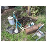 Mixed Lot: Rose Decorated Canister, Horse Harnesses, Scooter, and More