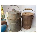 Pair of Metal Milk Can and Round Utility Pails