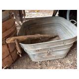 Galvanized Wash Tub & Wooden Hame
