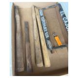 Mixed Lot: Wood Handles, License Plate Frame, and More