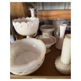 Collection of Milk Glass Bowls and Vases