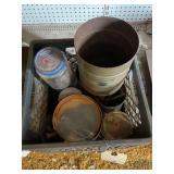 Mixed Lot of Metal Cans and Jar with Hardware